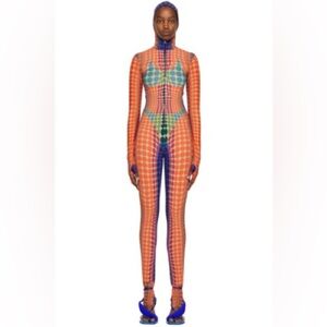 Jean Paul Gaultier Cyber Dot Print Full Bodysuit Catsuit XS Made in Italy